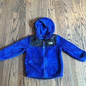 North Face Osito jacket with hood, size 18-24 months, blue, excellent condition